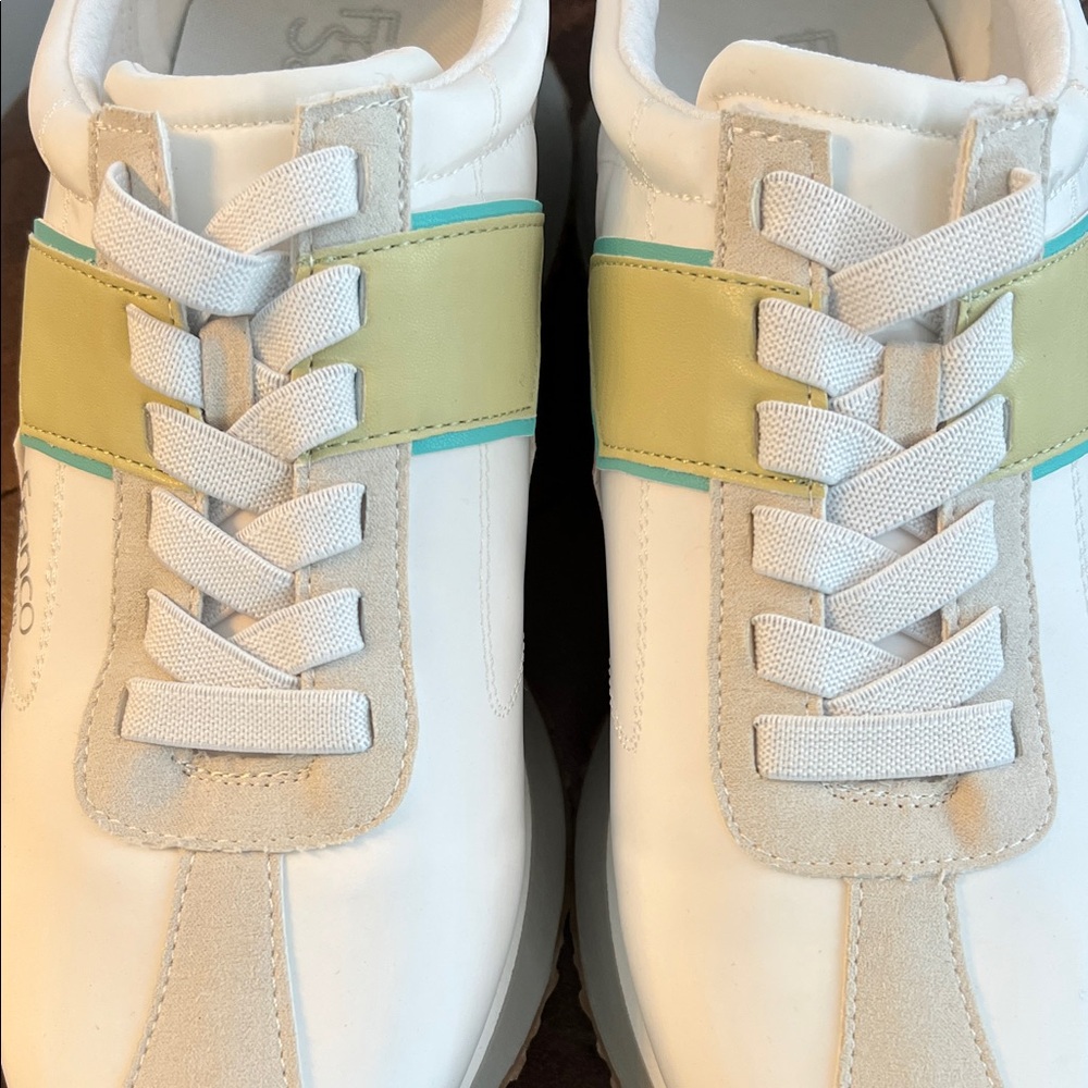 Franco Sarto White and Cream Sneakers with Pastel Accents 9.5sz - Picture 4 of 8